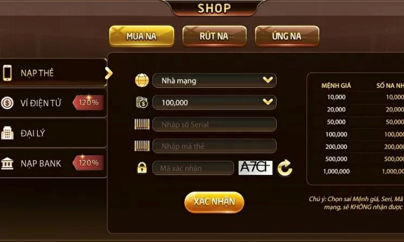 Nạp tiền na99 hỗ trợ đa phương thức cực tiện lợi